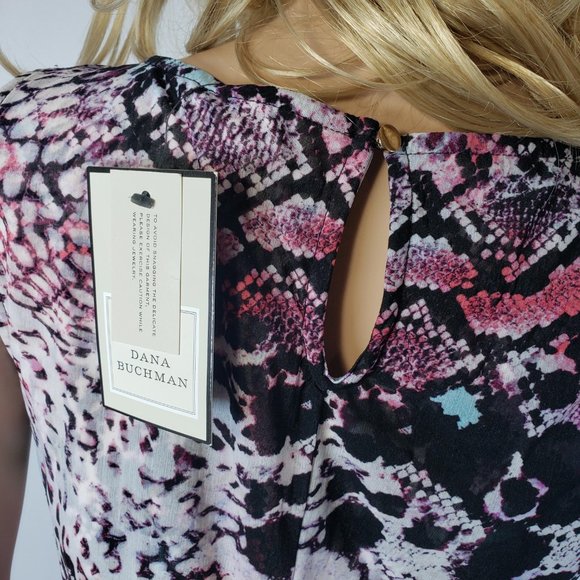 New with Tags Women's Dana Buchman Print Mesh Overlay Tank Dress Small / R 28 - Picture 4 of 8